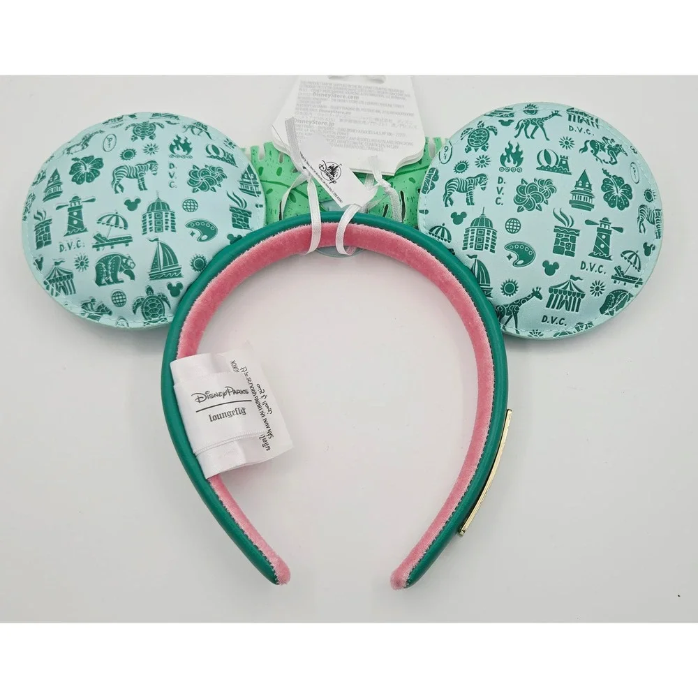 Disney Vacation Club Member Loungefly Ear Headband Teal Pink Tropical Mickey DVC